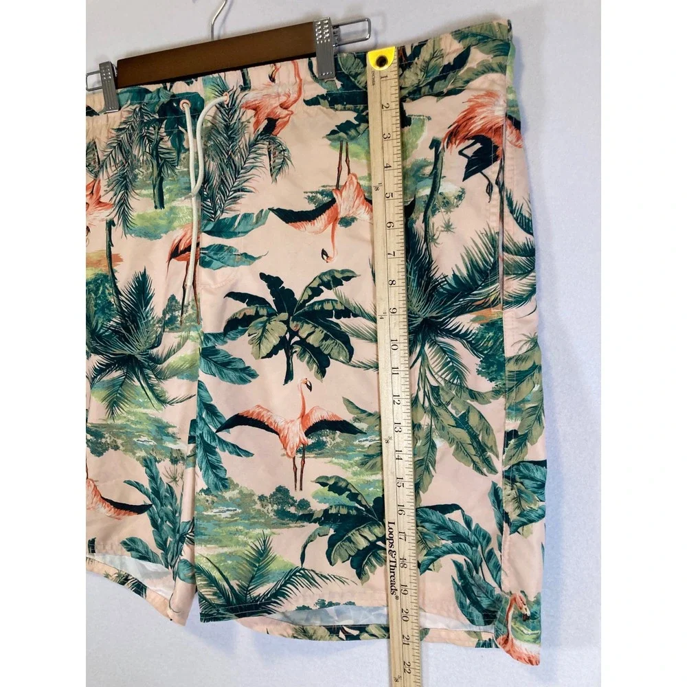 Tropical Flamingo Old Navy Mens 2XL Peach Pink Palm Tree‎ Swim Trunks 674325-05